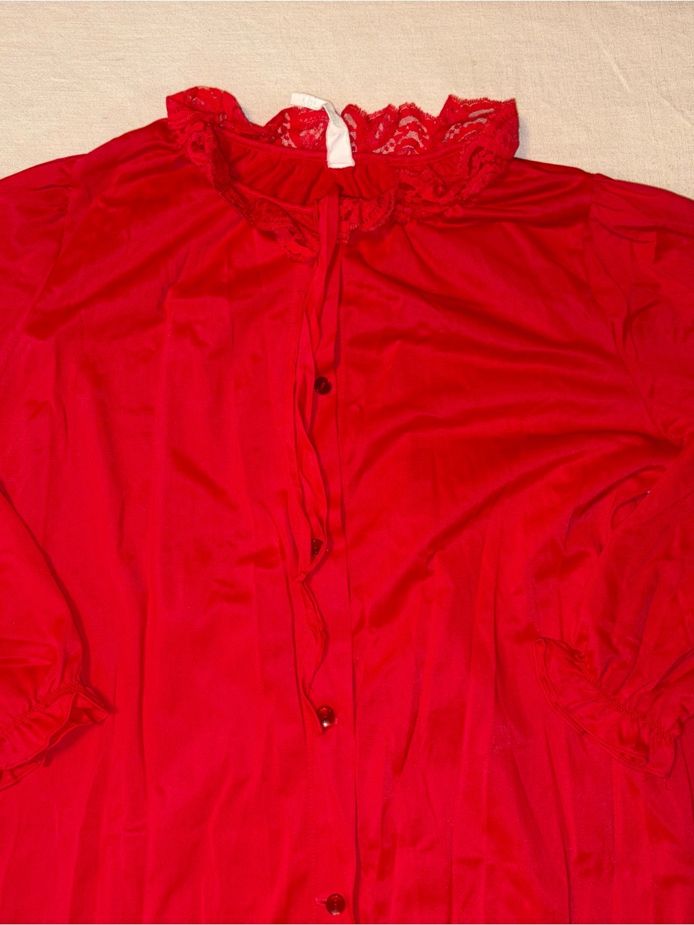 Vintage Red Lace-Trim Girls Sleep Nightgown size 10